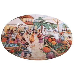 Brunelli Market Scene 8” Plate Made in Italy